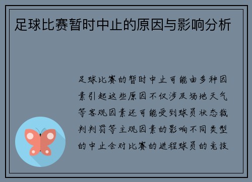 足球比赛暂时中止的原因与影响分析
